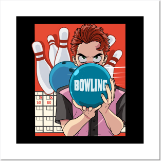 Funny Tenpin Bowling Ball Team Bowler Player Strikes Posters and Art